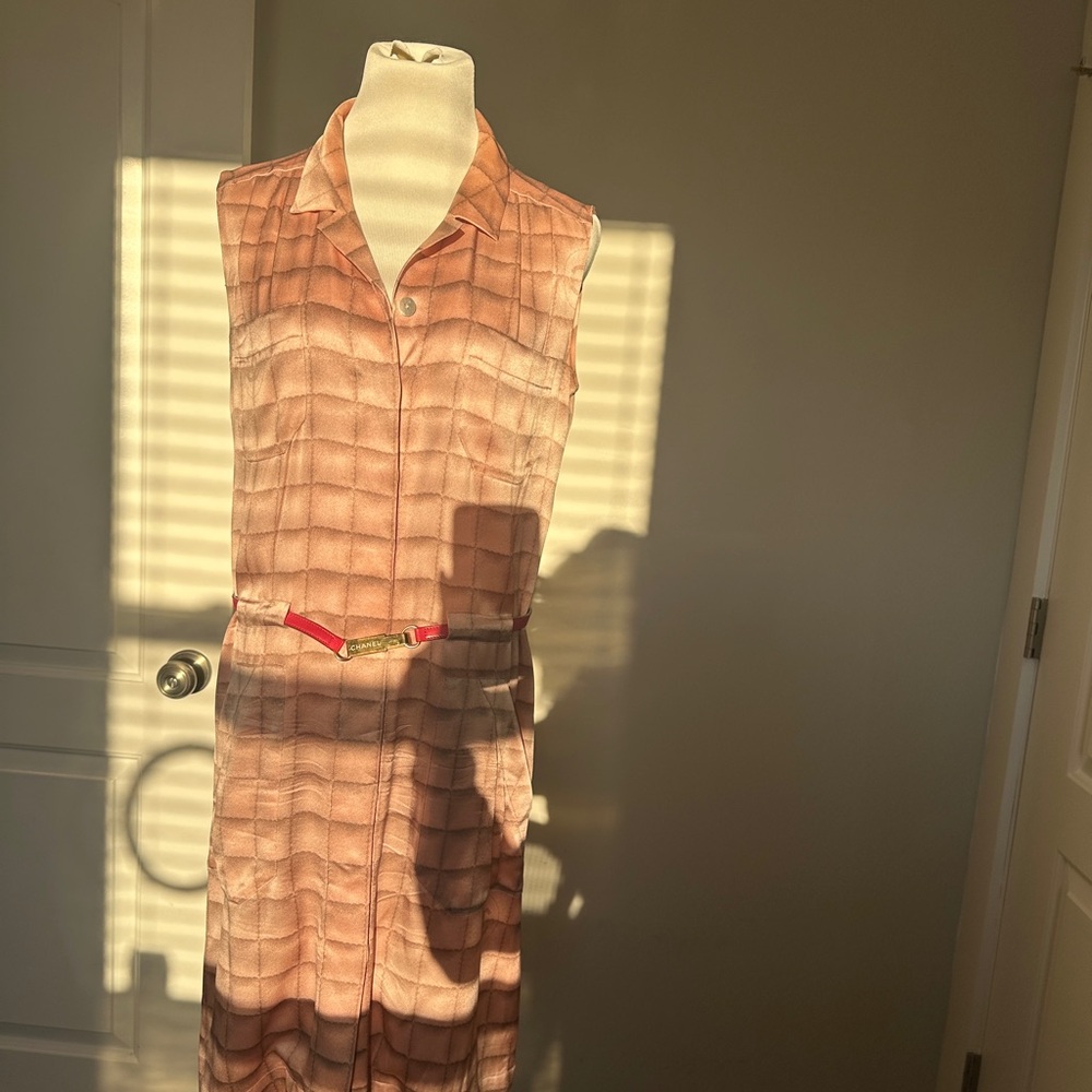 Vintage Chanel Pink Plaid Shirtdress sz 40 - Picture 12 of 14